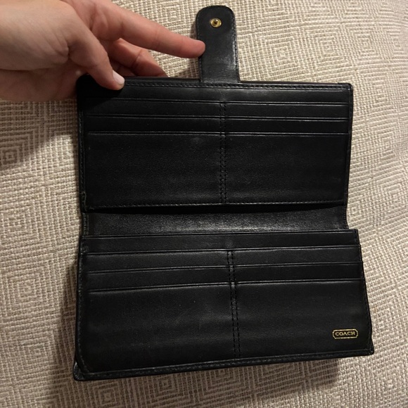Coach Slim Double Snap Closure 12 Card Wallet/Clutch in Black Leather - Picture 5 of 11